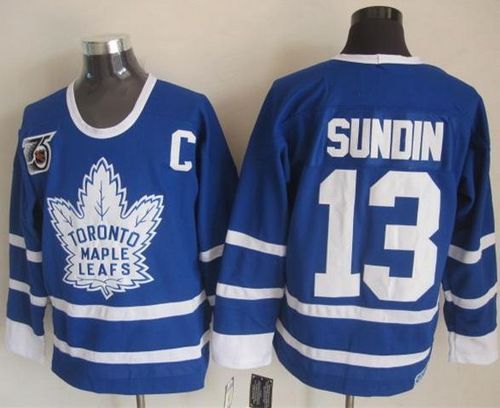 Maple Leafs #13 Mats Sundin Blue 75th CCM Throwback Stitched Jersey - Zenithce