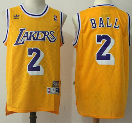 Los Angeles Lakers #2 Lonzo Ball Yellow Throwback Stitched Jersey - Zenithce