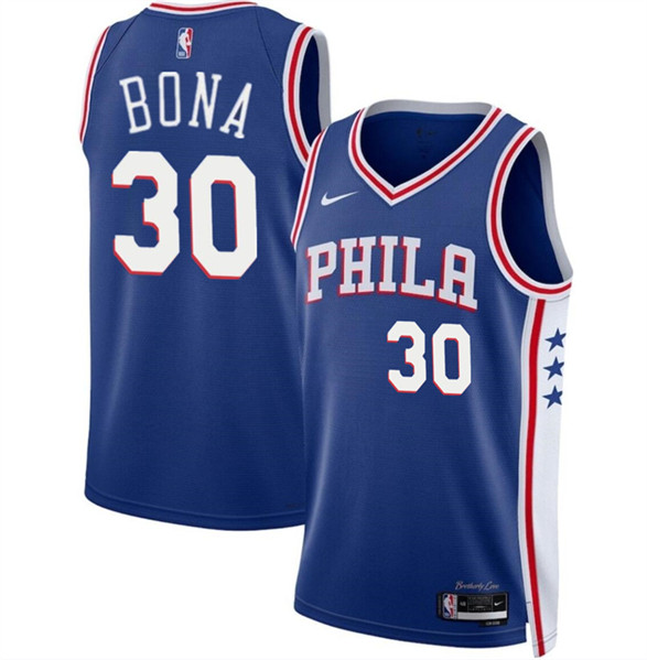 Philadelphia 76ers #30 Adam Bona Royal 2024 Draft Icon Edition Stitched Jersey - Zenithce