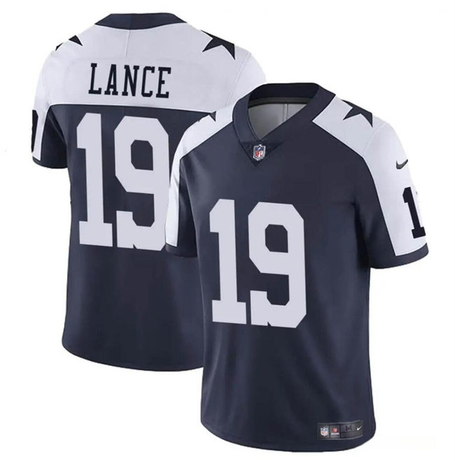 Dallas Cowboys #19 Trey Lance Navy White Thanksgiving Vapor Untouchable Limited Stitched Jersey - Zenithce