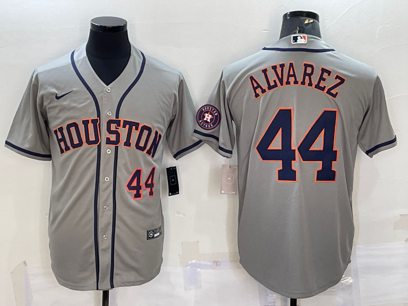 Houston Astros #44 Yordan Alvarez Grey With Patch Cool Base Stitched Jersey - Zenithce