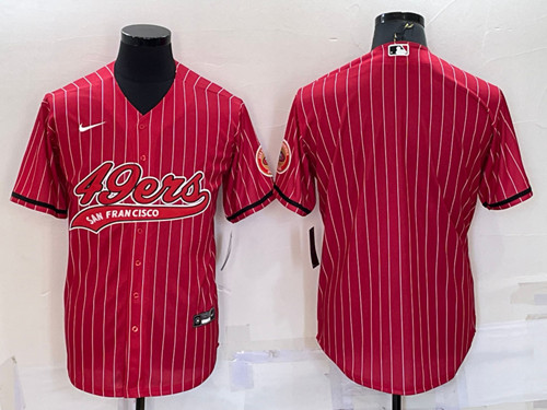 San Francisco 49ers Blank Red With Patch Cool Base Stitched Baseball Jersey - Zenithce
