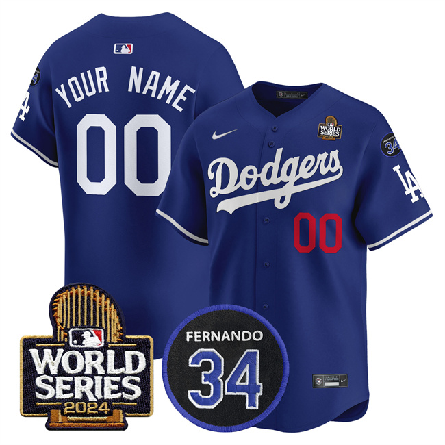 Los Angeles Dodgers Custom Royal 2024 World Series With Fernando Memorial Patch Limited Stitched Jersey - Zenithce