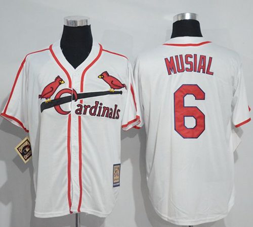 Mitchell And Ness Cardinals #6 Stan Musial White Throwback Stitched Jersey - Zenithce