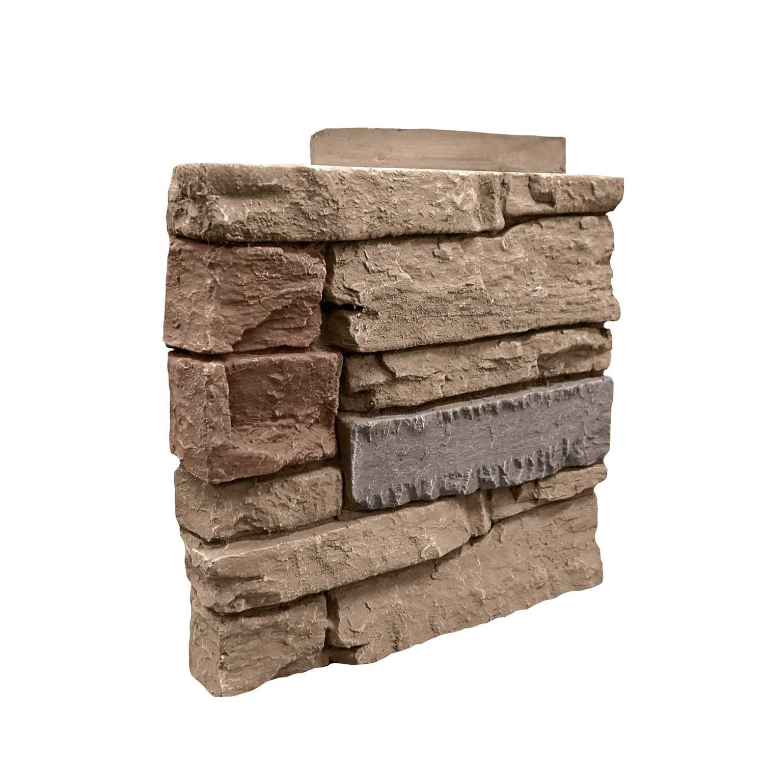 GenStone Stacked Stone Corner Panel 0.98-sq ft Desert Sunrise Faux Stone Veneer - Zenithce