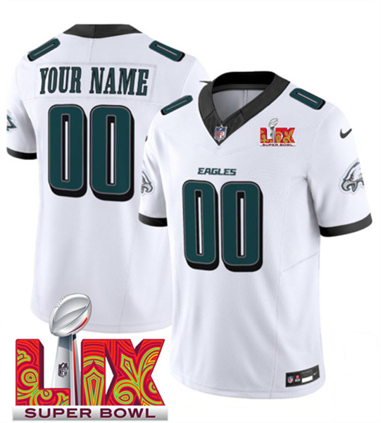 Philadelphia Eagles Custom White F.U.S.E. 2025 Super Bowl LIX Patch Vapor Untouchable Limited Stitched Jersey - Zenithce