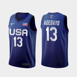 USA Team Bam Adebayo Away Blue 2021 Tokyo Olympics Jersey - Zenithce