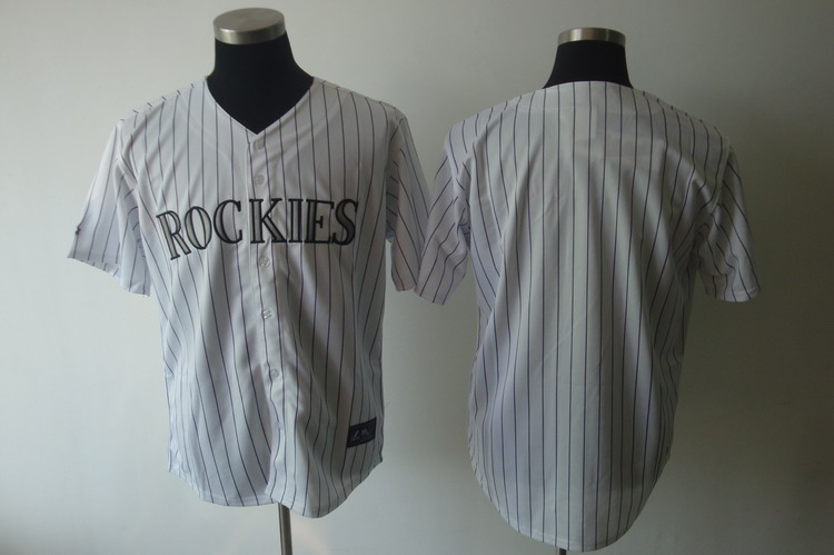 Rockies Blank White Strip Cool Base Stitched Jersey - Zenithce