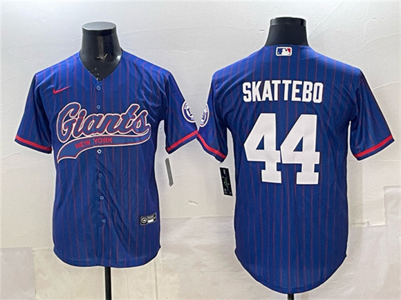 New York Giants #44 Cam Skattebo Royal Pinstripe With Patch Cool Base Stitched Jersey - Zenithce