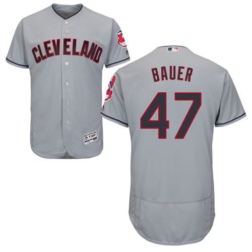 Indians #47 Trevor Bauer Grey Flexbase Authentic Collection Stitched Jersey - Zenithce