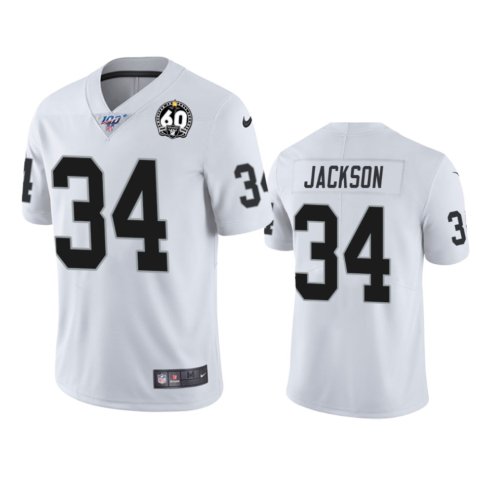 Raiders #34 Bo Jackson Black White 60th Anniversary Vapor Stitched 100th Season Jersey - Zenithce