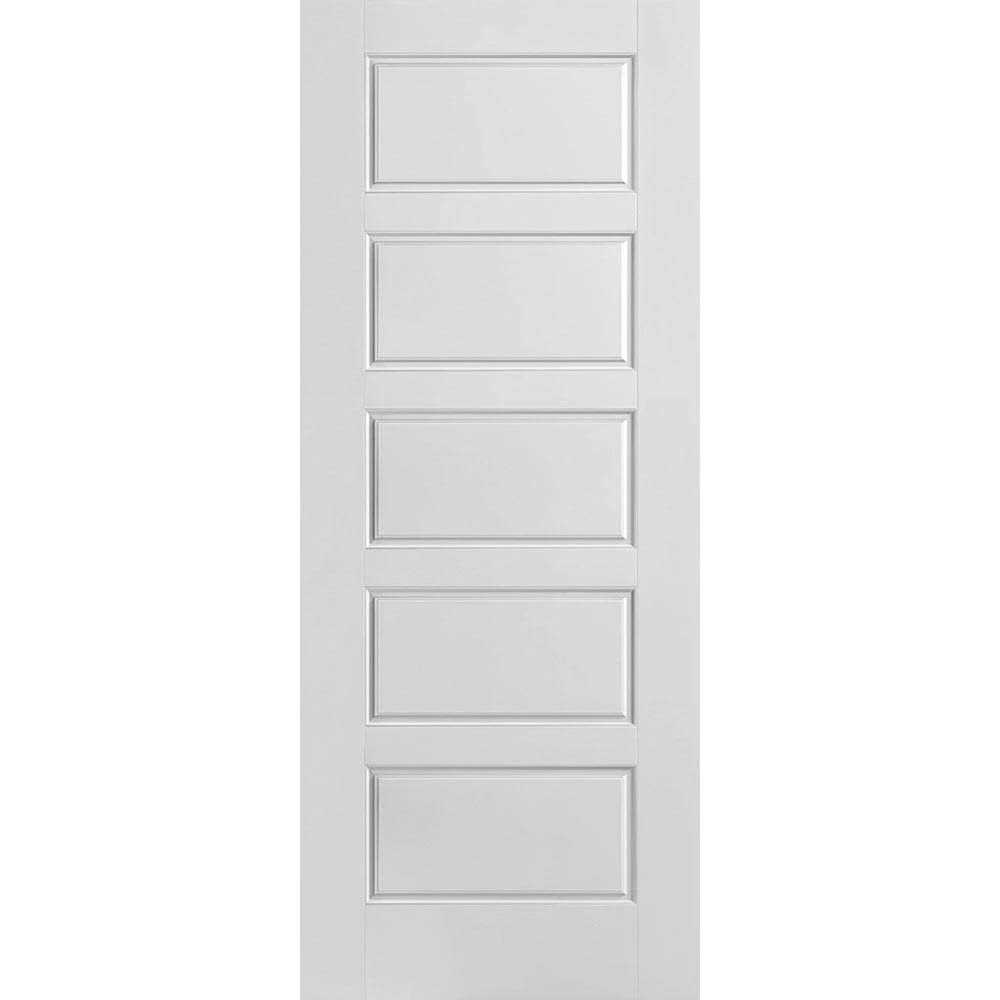 Masonite 32 in. x 80 in. Riverside 5-Panel Left-Handed Hollow-Core Smooth Primed Composite Single Prehung Interior Door - Zenithce