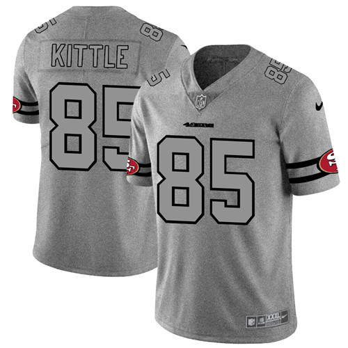 San Francisco 49ers #85 George Kittle 2019 Gray Gridiron Team Logo Limited Stitched Jersey - Zenithce