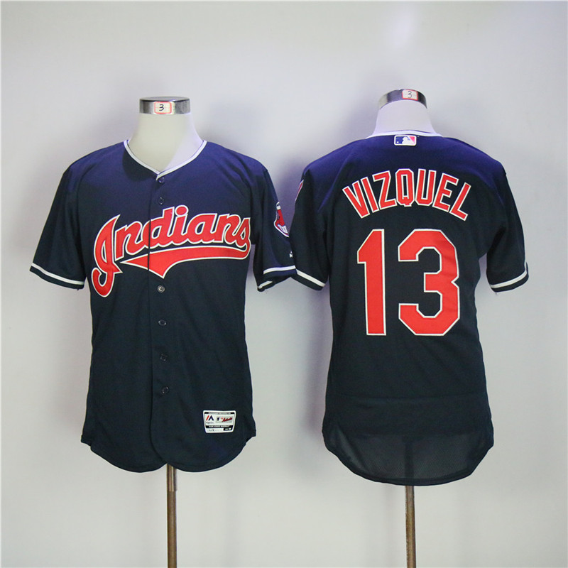 Cleveland Indians #13 Omar Vizquel Navy Flexbase Stitched Jersey - Zenithce
