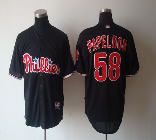 Phillies #58 Jonathan Papelbon Black Cool Base Stitched Jersey - Zenithce