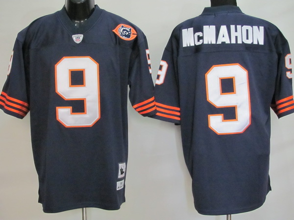 Mitchell Ness Bears #9 Jim McMahon Blue With Big Number Stitched Throwback Jersey - Zenithce