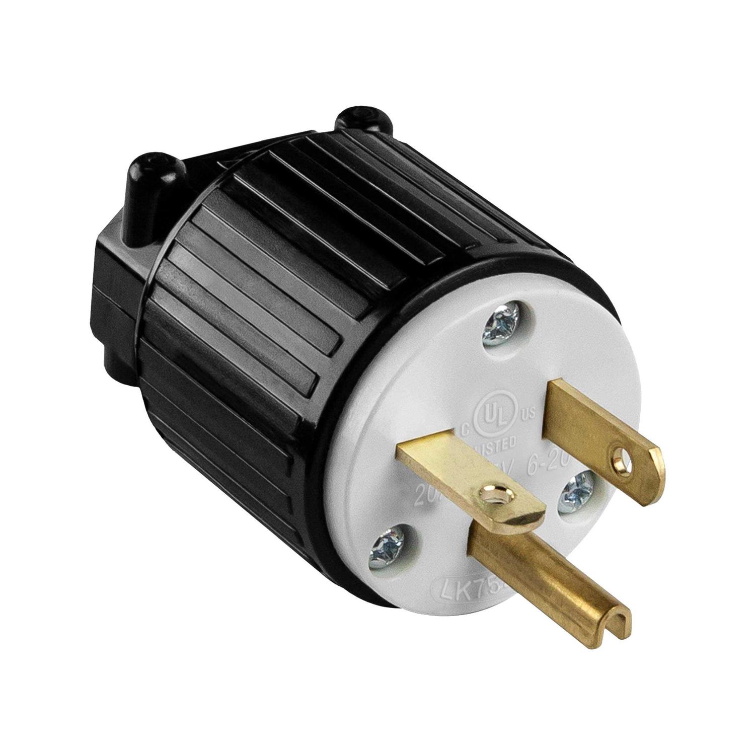 Enerlites Nema 6-15p Straight Blade Replacement Plug Connector Male Extension Cord Ends 66220-BK - Zenithce