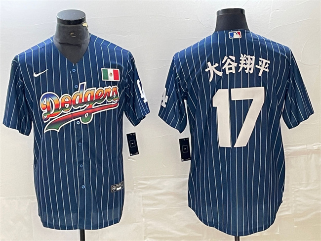 Los Angeles Dodgers #17 大谷翔平 Navy Cool Base With Patch Stitched Jersey - Zenithce