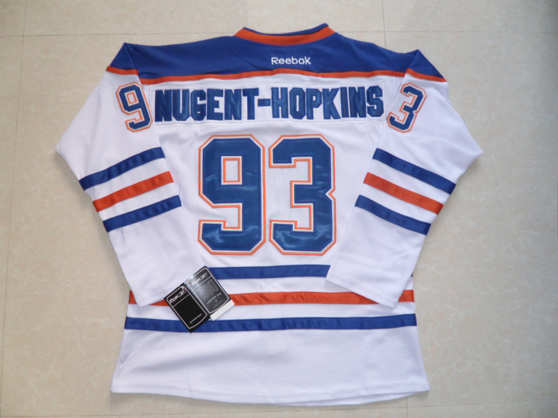 Oilers #93 Nugent-Hopkins White Stitched Jersey - Zenithce