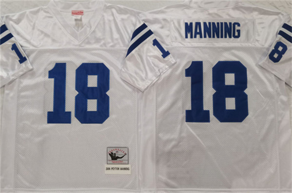 Indianapolis Colts #18 Peyton Manning White Throwback Stitched Jersey - Zenithce