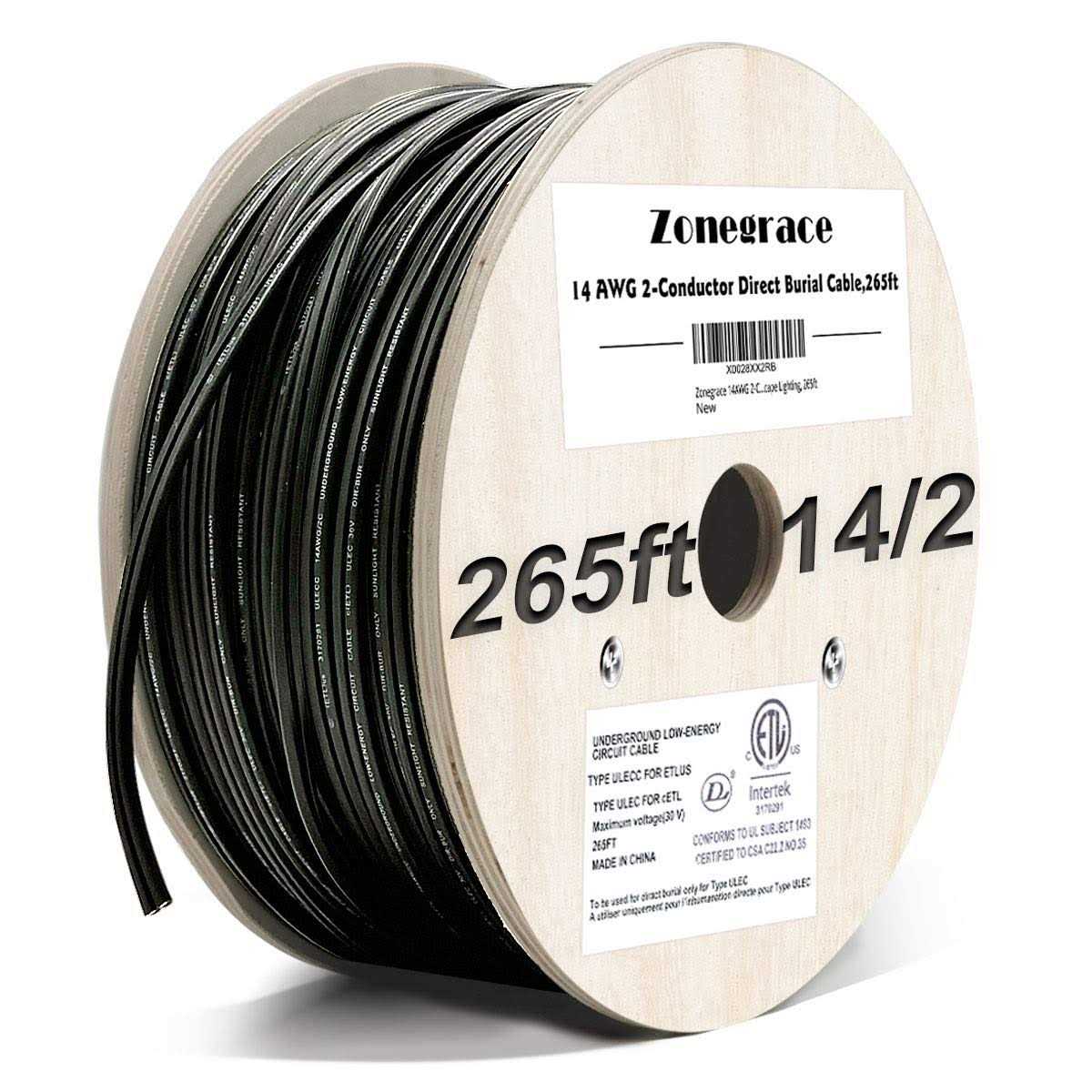 Zonegrace 12awg 2-Conductor 12/2 Direct Burial Wire for Low Voltage Landscape Lighting - Zenithce
