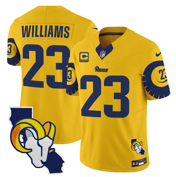 Los Angeles Rams #23 Kyren Williams Gold 2025 4-Star C Patch F.U.S.E. V2 Limited Stitched Jersey - Zenithce
