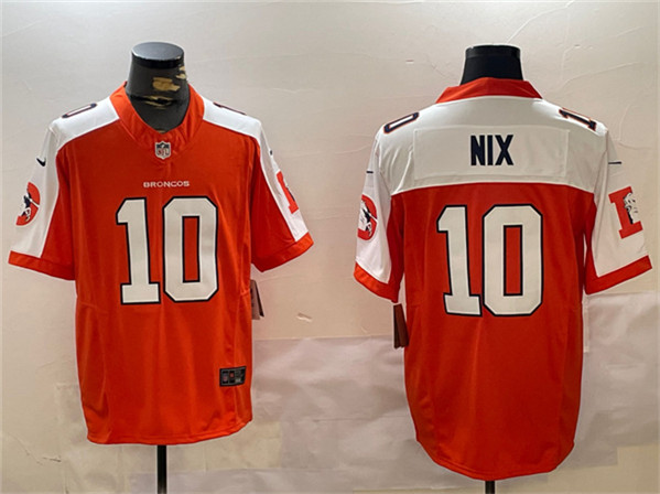 Denver Broncos #10 Bo Nix Orange 2024 F.U.S.E. Throwback Vapor Limited Alternate Stitched Jersey - Zenithce