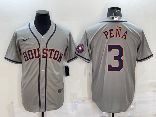 Houston Astros #3 Jeremy Pena Gray With Patch Cool Base Stitched Jersey - Zenithce