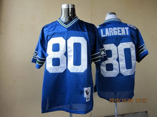 Mitchell Ness Seahawks #80 Steve Largent Blue Throwback Stitched Jersey - Zenithce