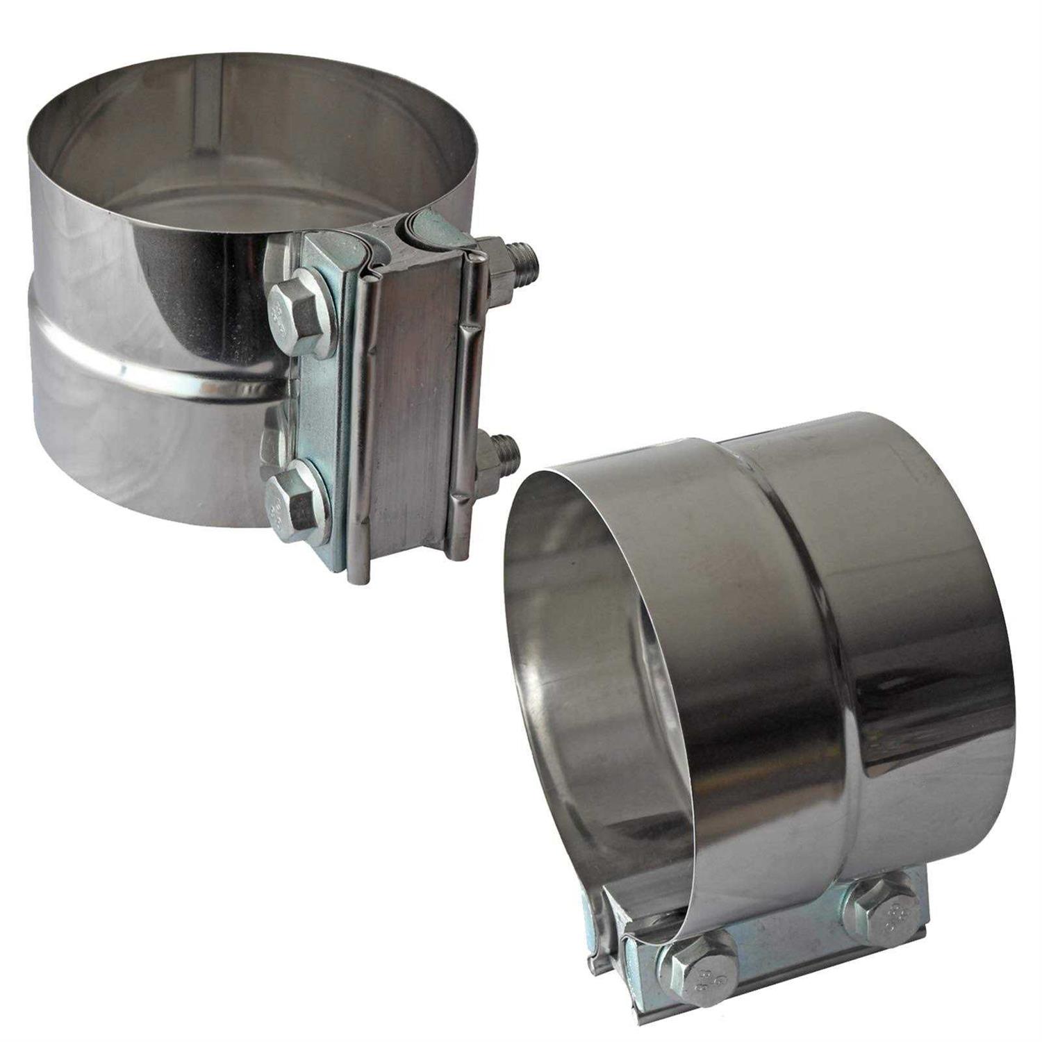 Exhaust Clamps Band Clamp Lap Joint Stainless Steel Lap Joint Exhaust Band Clamp with 1 Block 2Pcs Od Id Exhaust Pipe - Zenithce