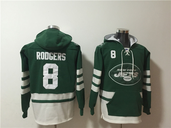 New York Jets #8 Aaron Rodgers Green Ageless Must-Have Lace-Up Pullover Hoodie - Zenithce