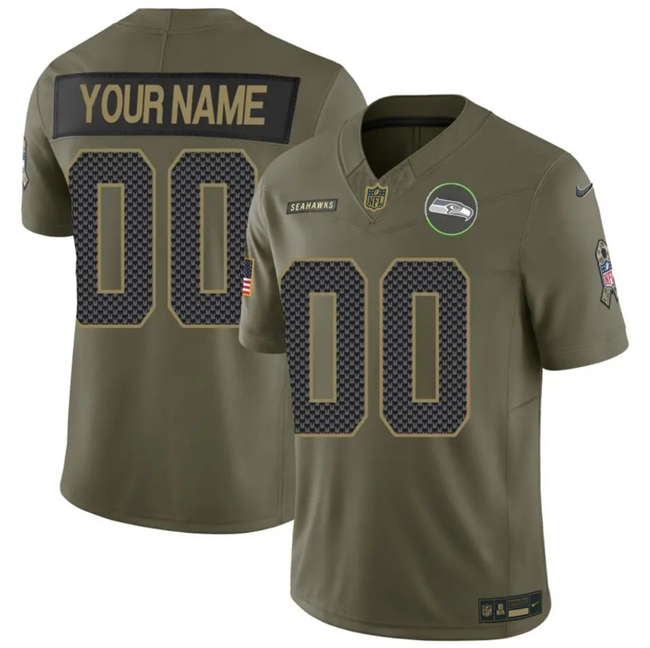 Seattle Seahawks Custom Olive 2025 F.U.S.E. Salute to Service Limited Stitched Jersey - Zenithce