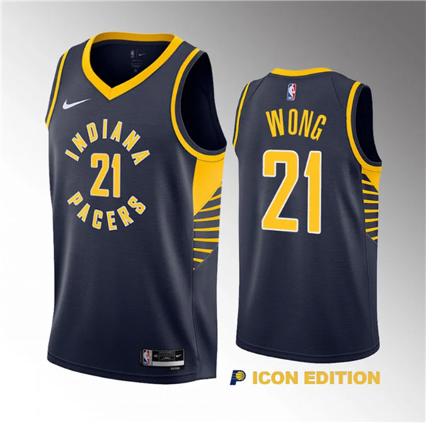 Indiana Pacers #21 Isaiah Wong Navy 2023 Draft Icon Edition Stitched Jersey - Zenithce