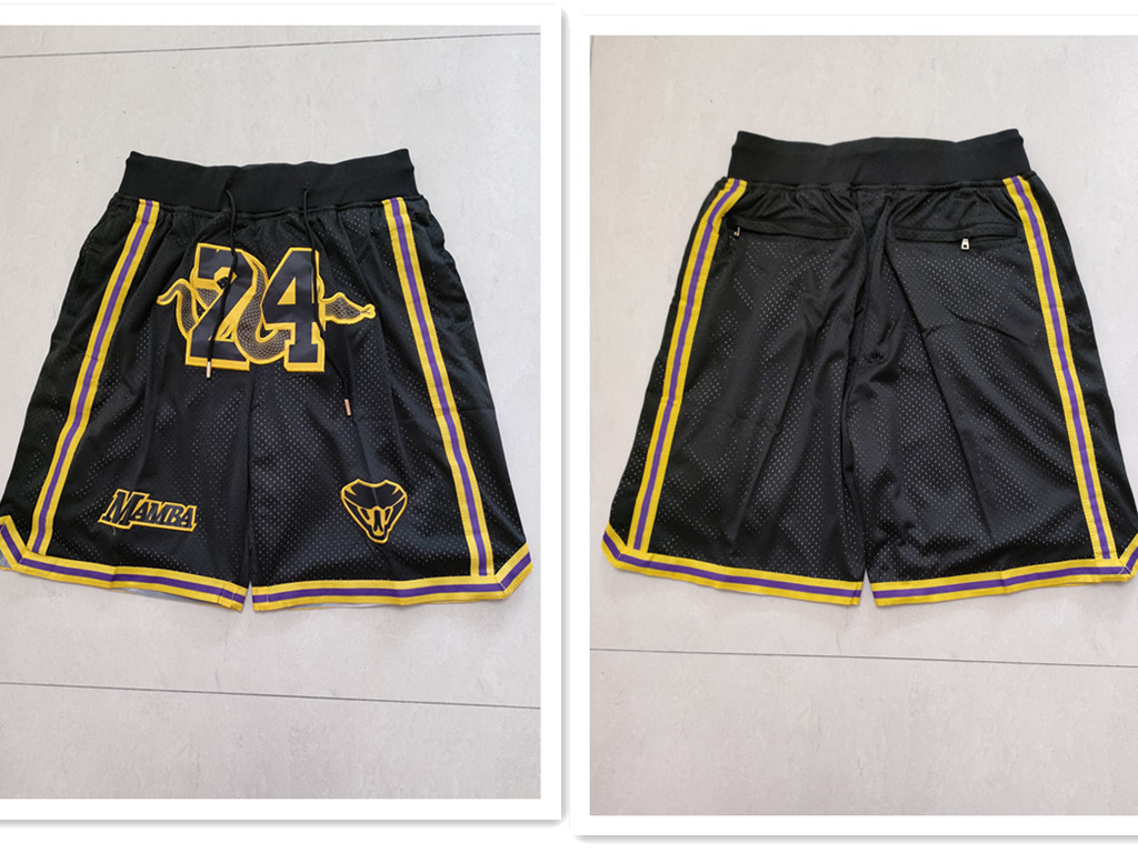 Los Angeles Lakers #24 Kobe Bryant Black Mamba Just Don Swingman Throwback Shorts - Zenithce