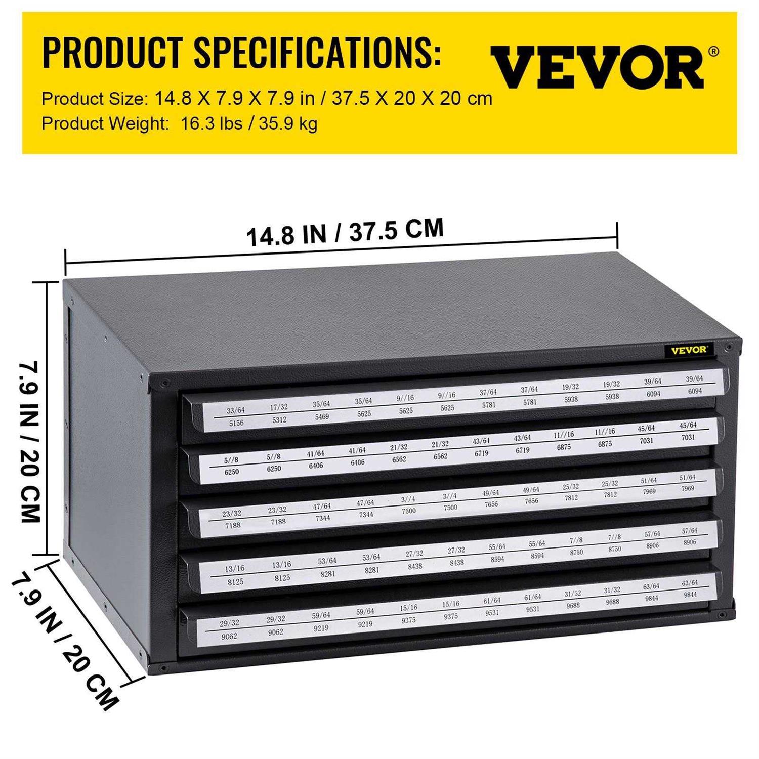 VEVOR Drill Bit Dispenser Cabinet Five-Drawer Drill Bit Dispenser - Zenithce