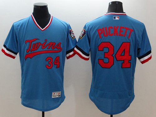 Twins #34 Kirby Puckett Light Blue Flexbase Authentic Collection Cooperstown Stitched Jersey - Zenithce