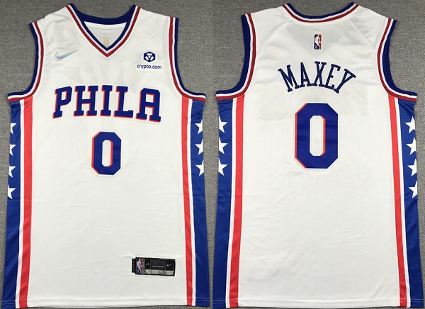 Philadelphia 76ers #0 Tyrese Maxey White 75th Anniversary Association Edition Swingman Stitched Jersey - Zenithce