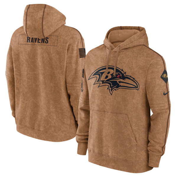 Baltimore Ravens 2023 Brown Salute To Service Pullover Hoodie - Zenithce