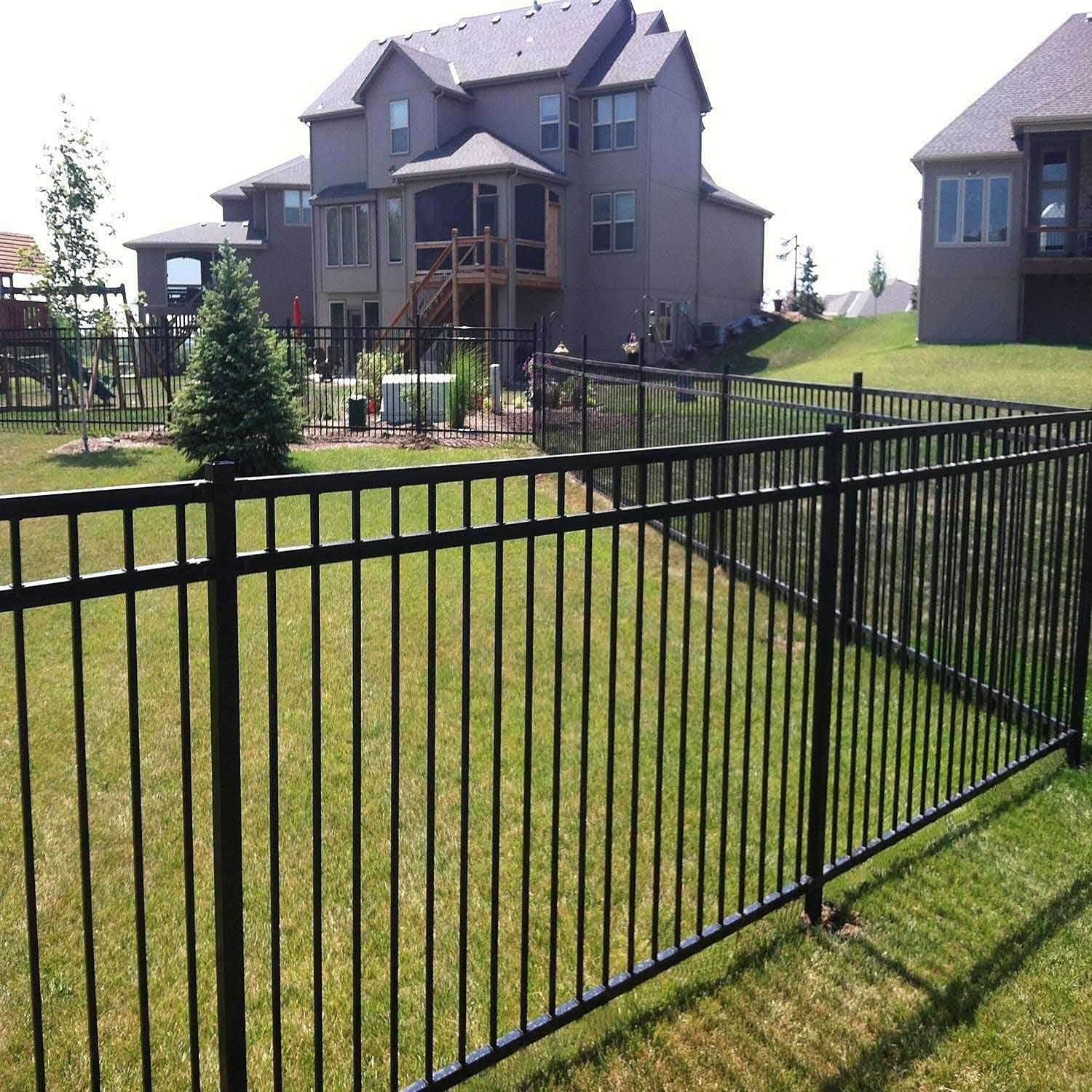 Xcel Black Steel Anti-Rust Fence Gate Flat End Pickets 4ft W x 5ft H - Zenithce