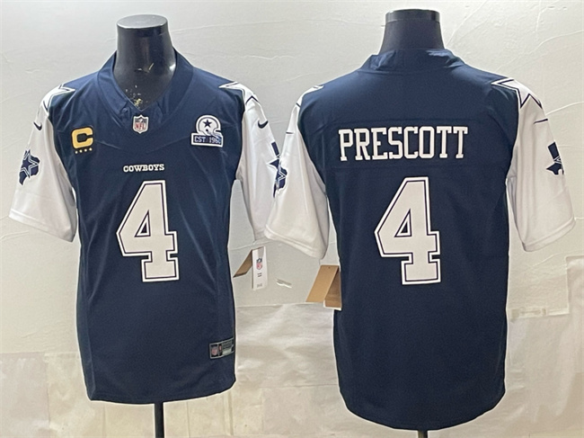 Dallas Cowboys #4 Dak Prescott Navy F.U.S.E. With Established In 1960 Patch And 4-Star C Patch Vapor Limited Stitched Jersey - Zenithce