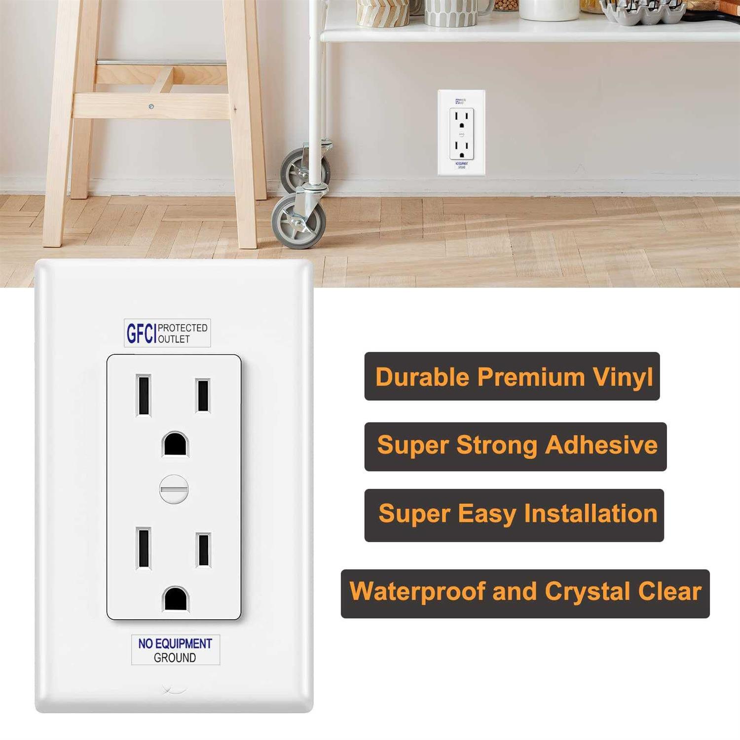 GFCI AFCI Protected Outlet Receptacle Plates Label Sticker Decal No Equipment Ground - Zenithce