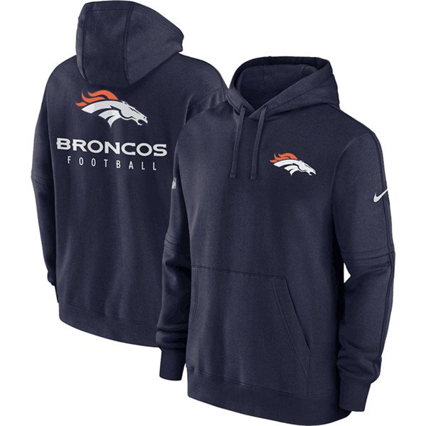 Denver Broncos Navy Sideline Club Fleece Pullover Hoodie - Zenithce
