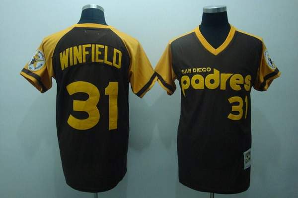 Mitchell And Ness Padres #31 Dave Winfield Stitched Coffee Throwback Jersey - Zenithce