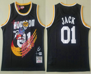 Travis Scott X Br X Mitchell Ness Houston Rockets #01 Jack Black Swingman Stitched Throwback Jersey - Zenithce