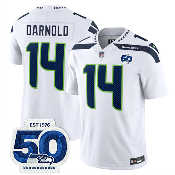 Seattle Seahawks #14 Sam Darnold White 2025 F.U.S.E. 50th Anniversary Patch Vapor Limited Football Stitched Jersey - Zenithce
