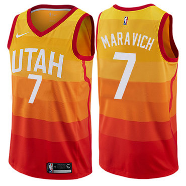 Utah Jazz #7 Pete Maravich Swingman Orange City Edition Jersey - Zenithce