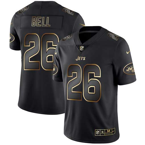 New York Jets #26 Le'Veon Bell 2019 Black Gold Edition Stitched Jersey - Zenithce