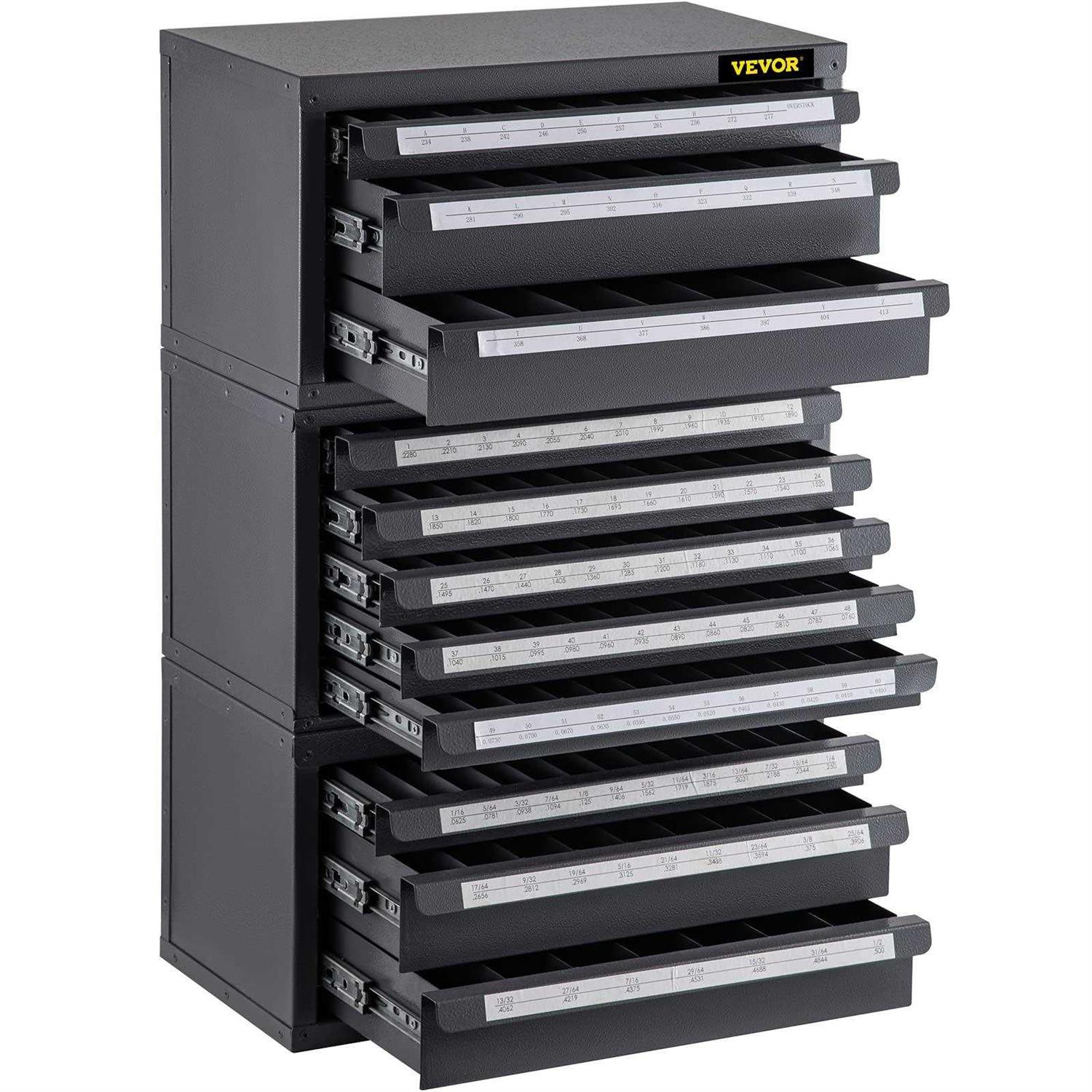 VEVOR Drill Bit Dispenser Cabinet Three-Drawer Drill Bit Dispenser for 1/16 to 1/2 & Letter Sizes A to Z - Zenithce