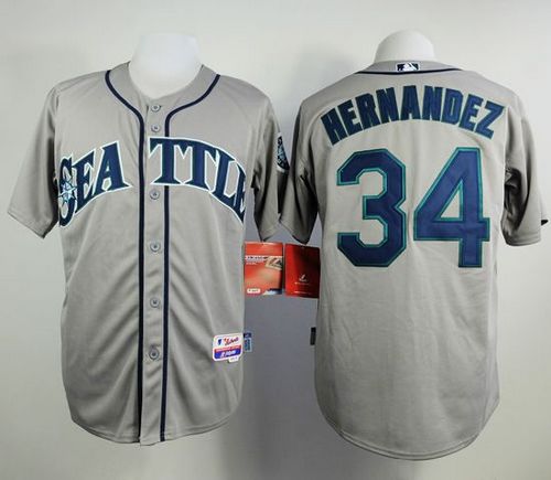 Mariners #34 Felix Hernandez Grey Cool Base Stitched Jersey - Zenithce