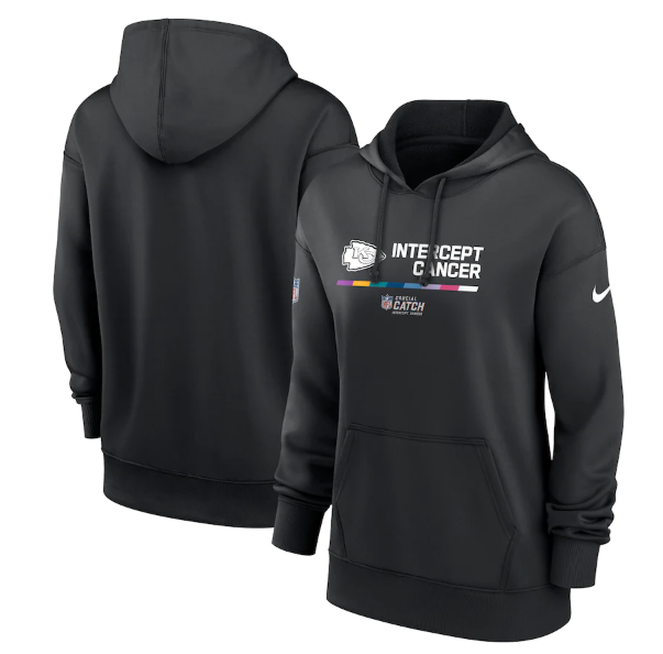 Women's Kansas City Chiefs 2022 Black NFL Crucial Catch Therma Performance Pullover Hoodie(Run Small) - Zenithce